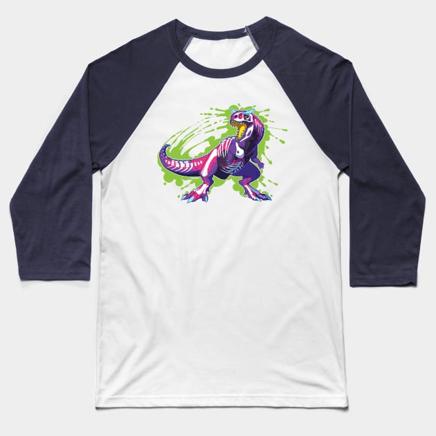 Radioactive Carnotaurus Baseball T-Shirt by KiRAWRa